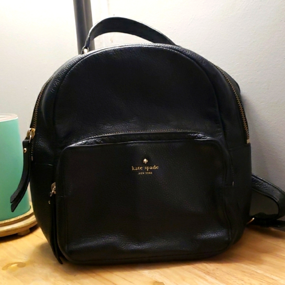 Kate Spade Black Leather Backpack Bag